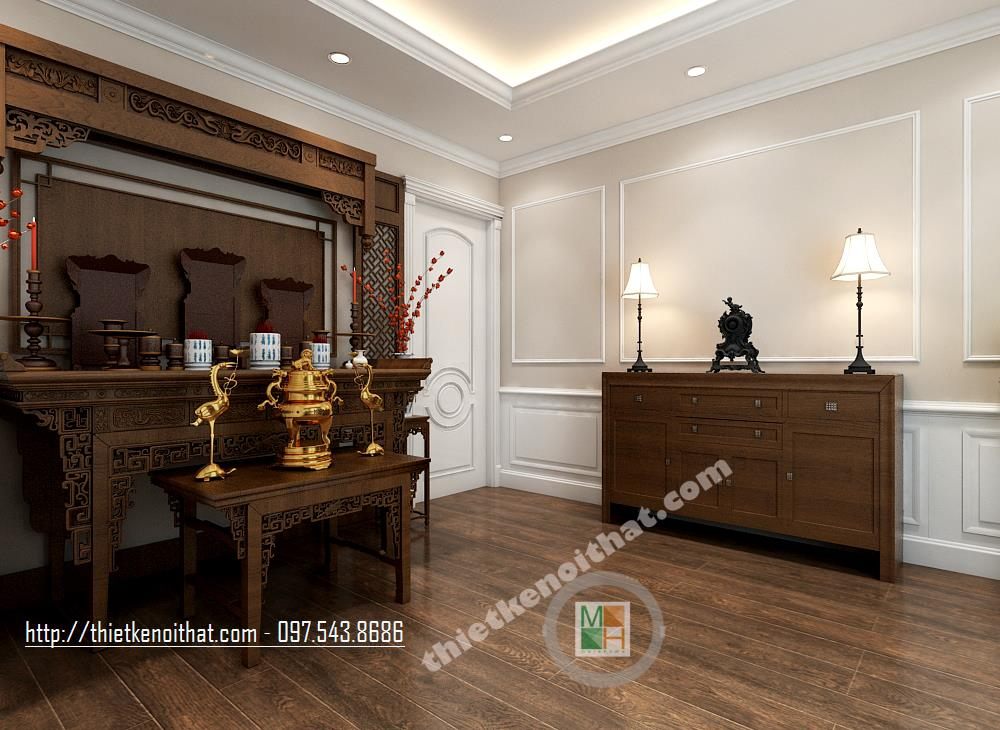 Bàn thờ gia tiên 2 tầng - Mẫu 010